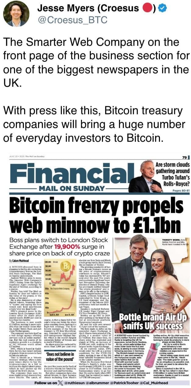 The Smarter Web Company on the front page of the business section for one of the biggest newspapers in the UK.