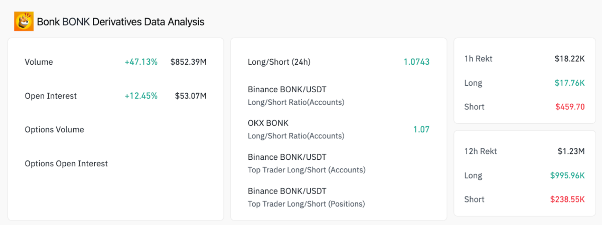 BONK Derivatives Data Analysis | Source: Coinglass